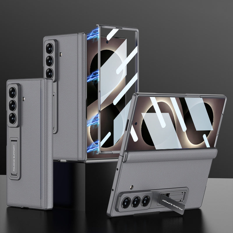 Electroplated Bracket All-Inclusive Hinge Leather Case
