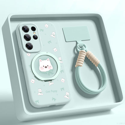 Cute Westie Liquid Silicone Lanyard Case with Bracket