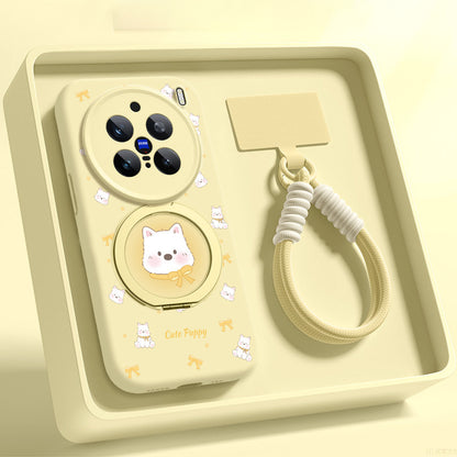 Cute Westie Liquid Silicone Lanyard Case with Bracket