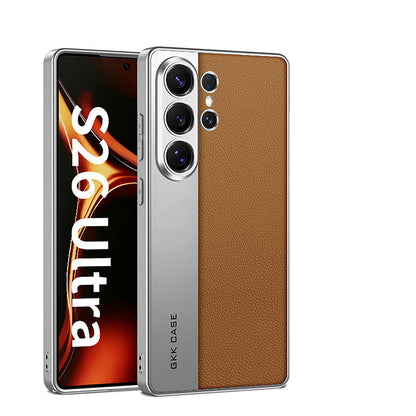 Cool Electroplated Leather Spliced Case