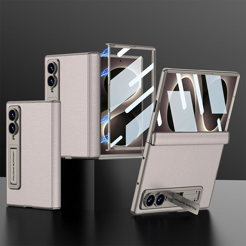 Electroplated Bracket All-Inclusive Hinge Leather Case