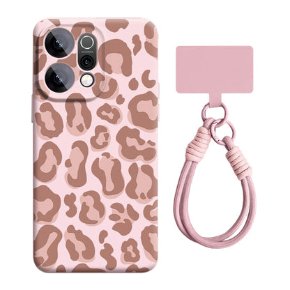 Leopard Print Liquid Silicone Lanyard Case with MagSafe