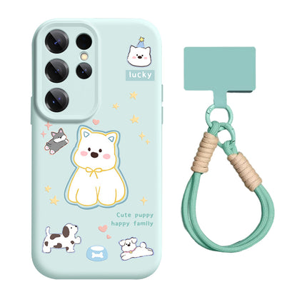 Cute Westie Liquid Silicone Lanyard Case with Bracket