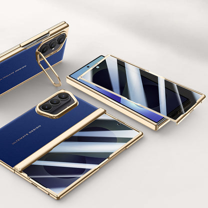Lens Holder Electroplated Gold Edge Leather Case