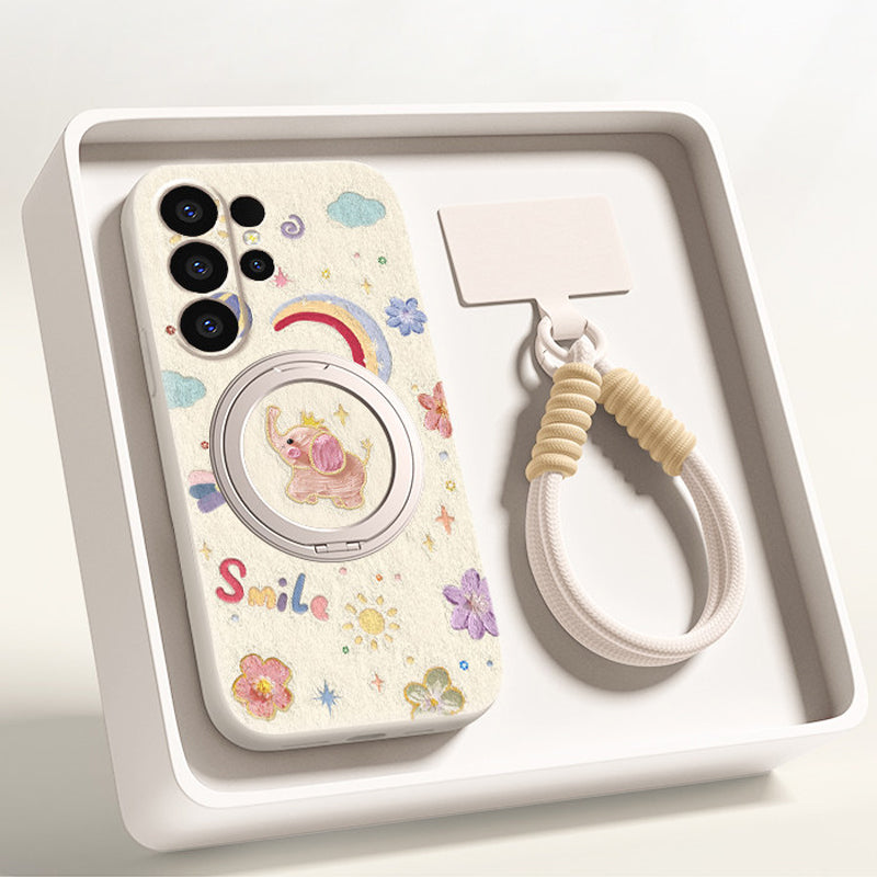 Baby Elephant Liquid Silicone Lanyard Case with Bracket