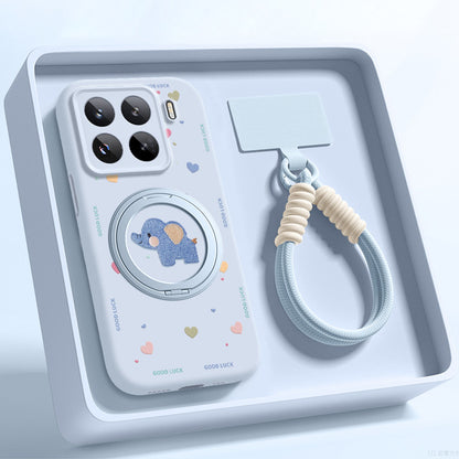 Baby Elephant Liquid Silicone Lanyard Case with Bracket