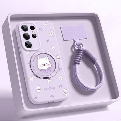 Cute Westie Liquid Silicone Lanyard Case with Bracket