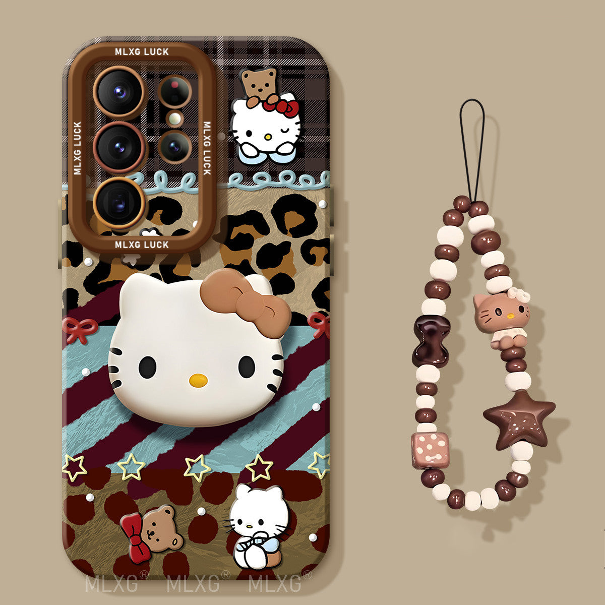 Leopard Print Kitty Liquid Silicone Lanyard Case