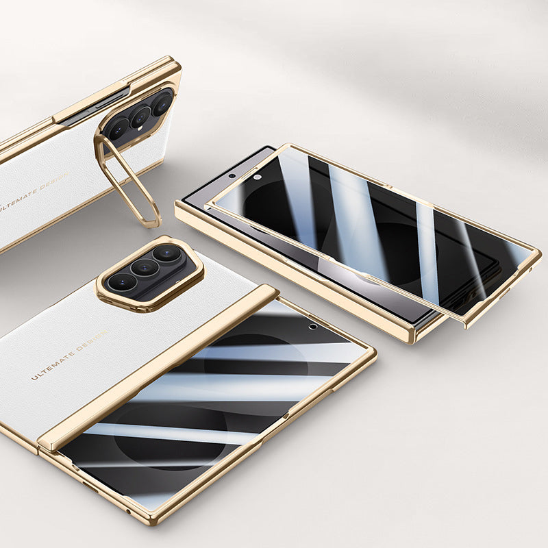 Lens Holder Electroplated Gold Edge Leather Case