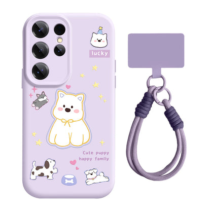 Cute Westie Liquid Silicone Lanyard Case with Bracket