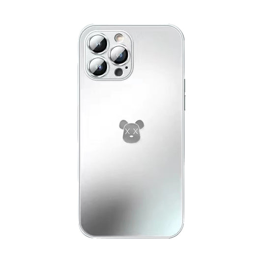 Serie de iPhone | Funda para teléfono de vidrio esmerilado con estampado de oso 