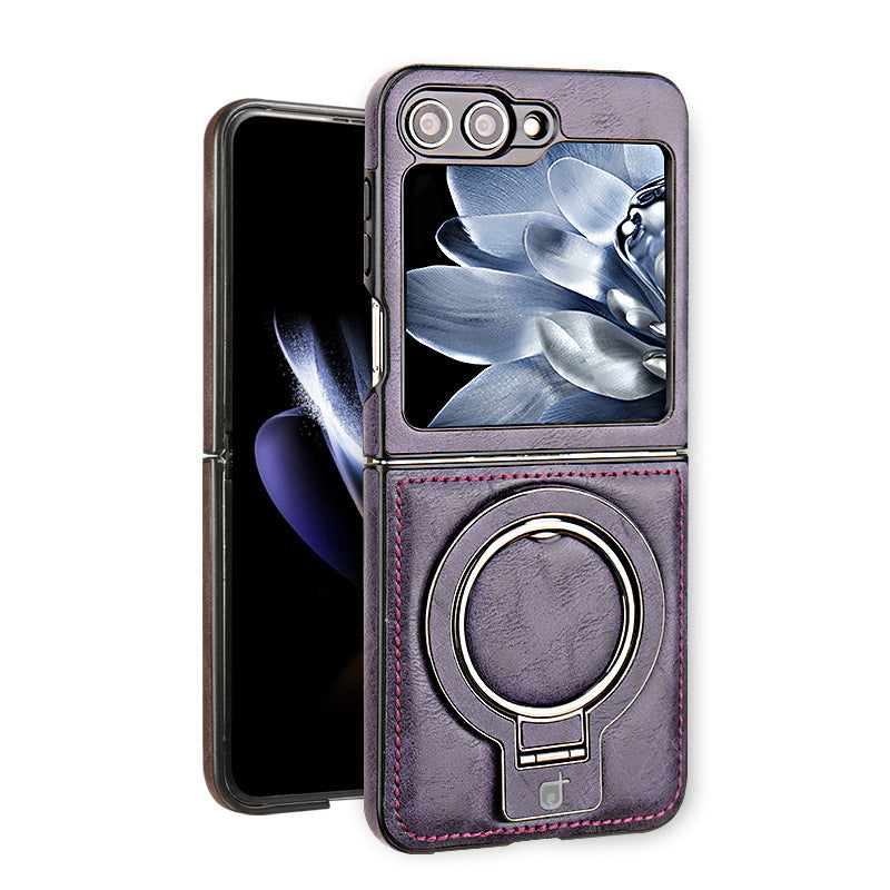 Samsung Galaxy Z Flip Series | Bracket Magnetic Leather Case