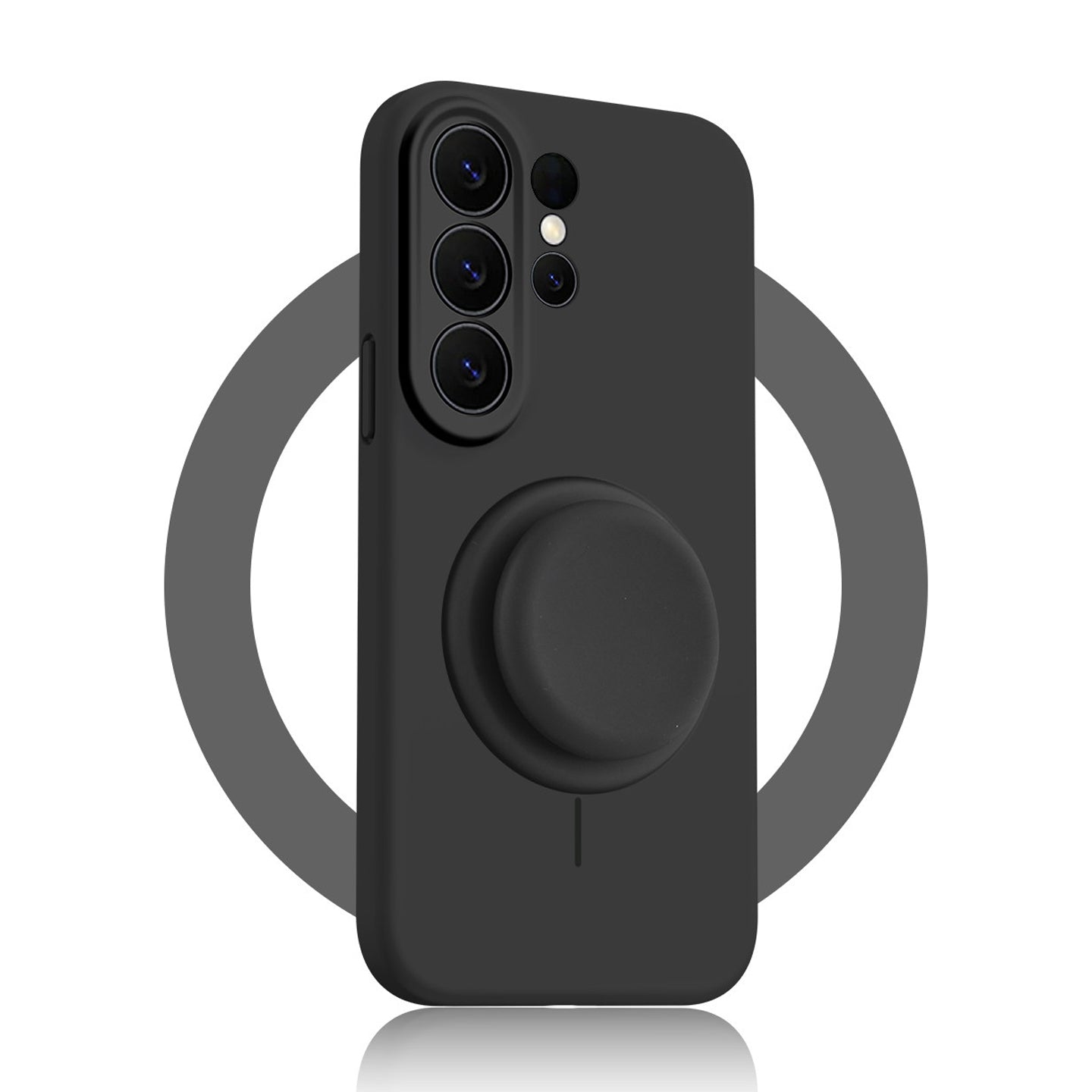 Solid Color Liquid Silicone Case with Kickstand