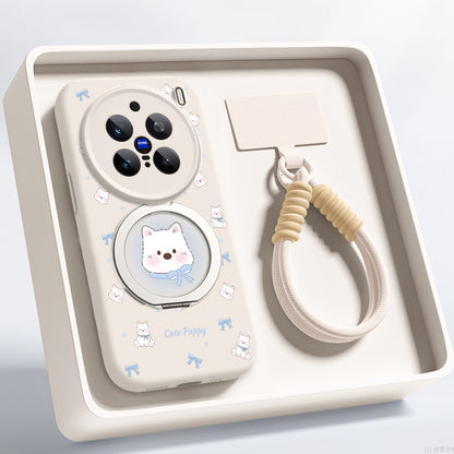 Cute Westie Liquid Silicone Lanyard Case with Bracket