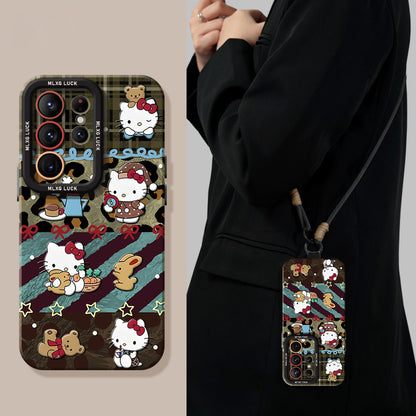 Leopard Print Kitty Liquid Silicone Lanyard Case