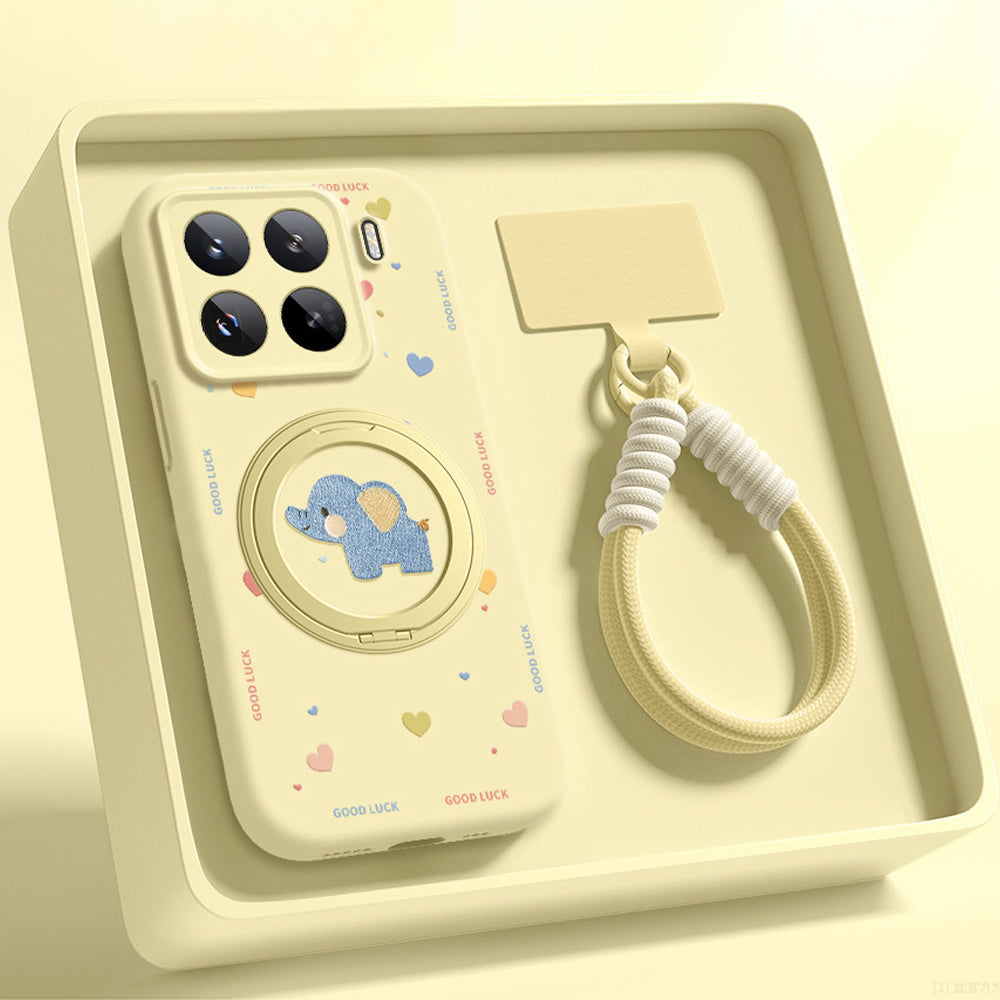 Baby Elephant Liquid Silicone Lanyard Case with Bracket