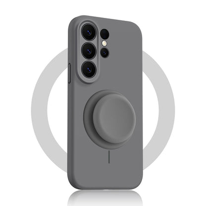 Solid Color Liquid Silicone Case with Kickstand