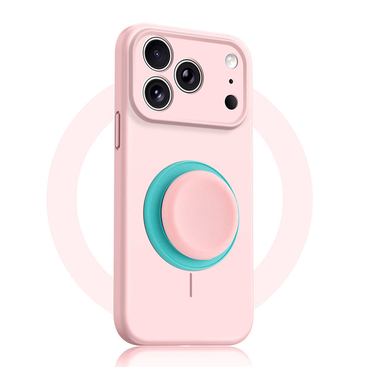Solid Color Liquid Silicone Case with Kickstand