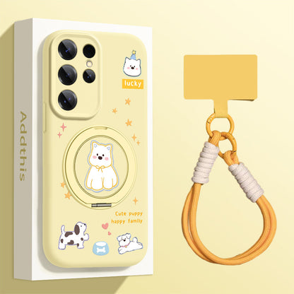 Cute Westie Liquid Silicone Lanyard Case with Bracket