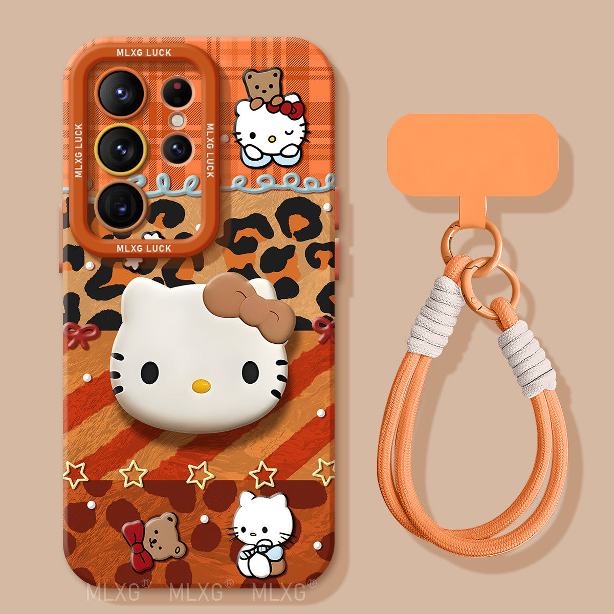 Leopard Print Kitty Liquid Silicone Lanyard Case