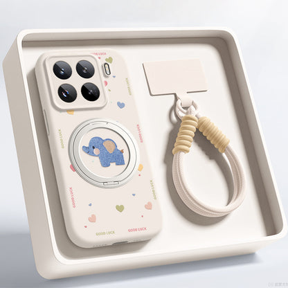 Baby Elephant Liquid Silicone Lanyard Case with Bracket