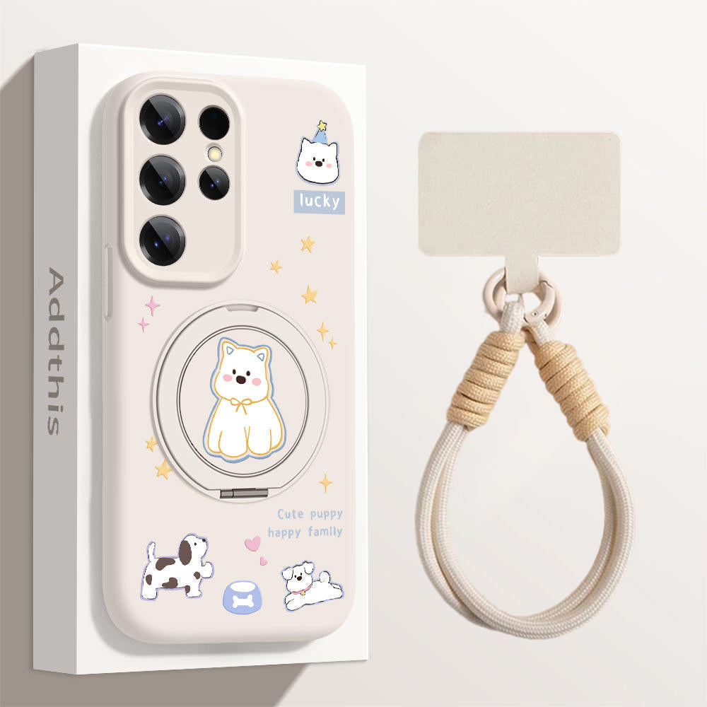 Cute Westie Liquid Silicone Lanyard Case with Bracket