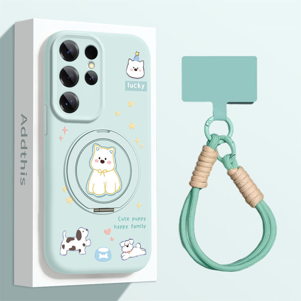 Cute Westie Liquid Silicone Lanyard Case with Bracket