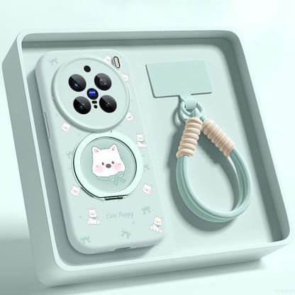 Cute Westie Liquid Silicone Lanyard Case with Bracket