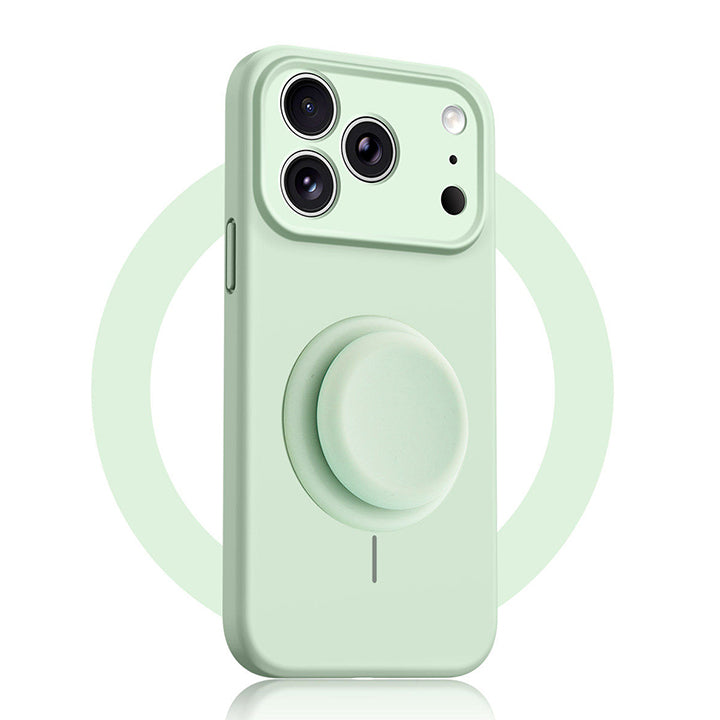 Solid Color Liquid Silicone Case with Kickstand