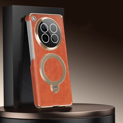 Oil-Waxed Leather Rotating Bracket Case with MagSafe