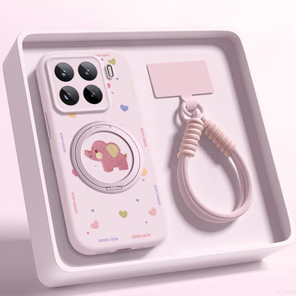 Baby Elephant Liquid Silicone Lanyard Case with Bracket