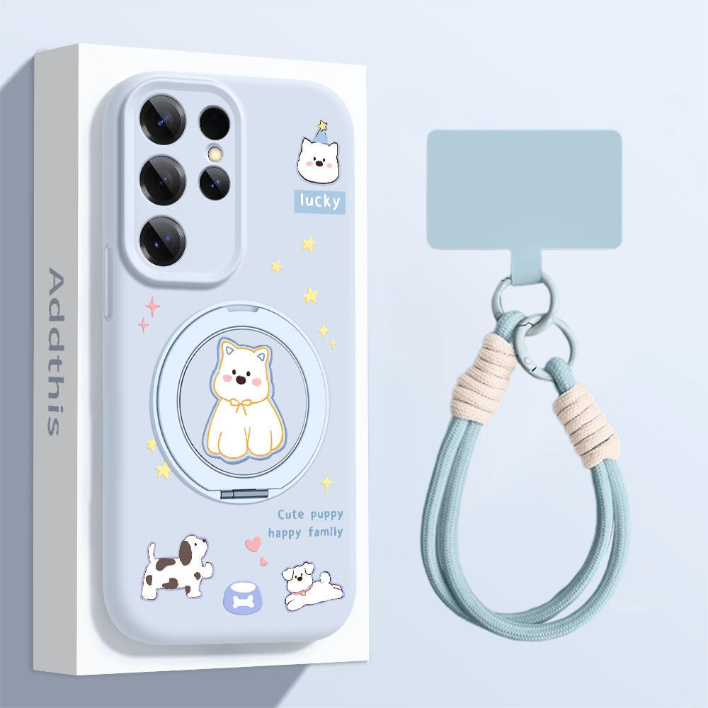 Cute Westie Liquid Silicone Lanyard Case with Bracket