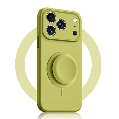 Solid Color Liquid Silicone Case with Kickstand