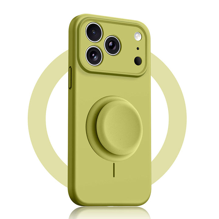 Solid Color Liquid Silicone Case with Kickstand
