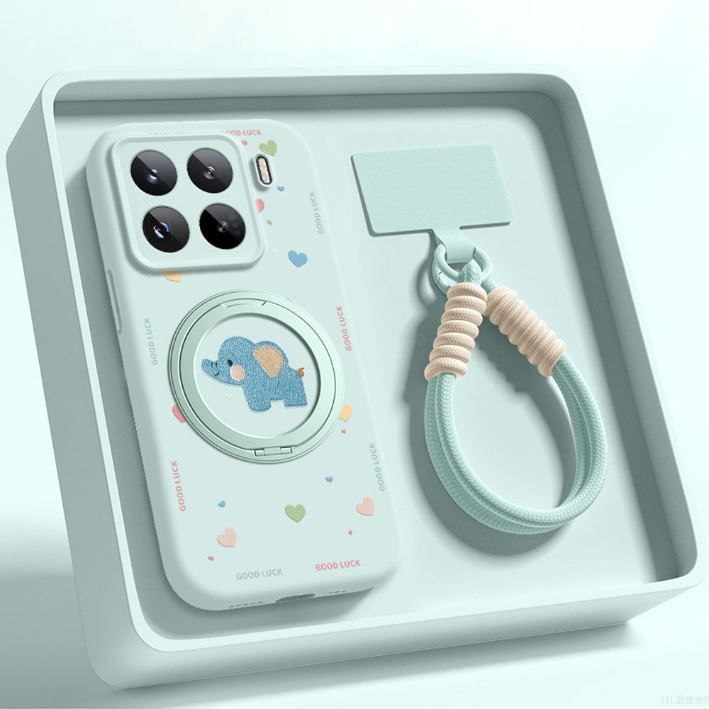 Baby Elephant Liquid Silicone Lanyard Case with Bracket