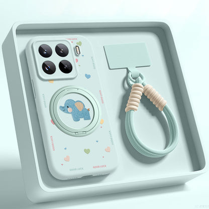 Baby Elephant Liquid Silicone Lanyard Case with Bracket