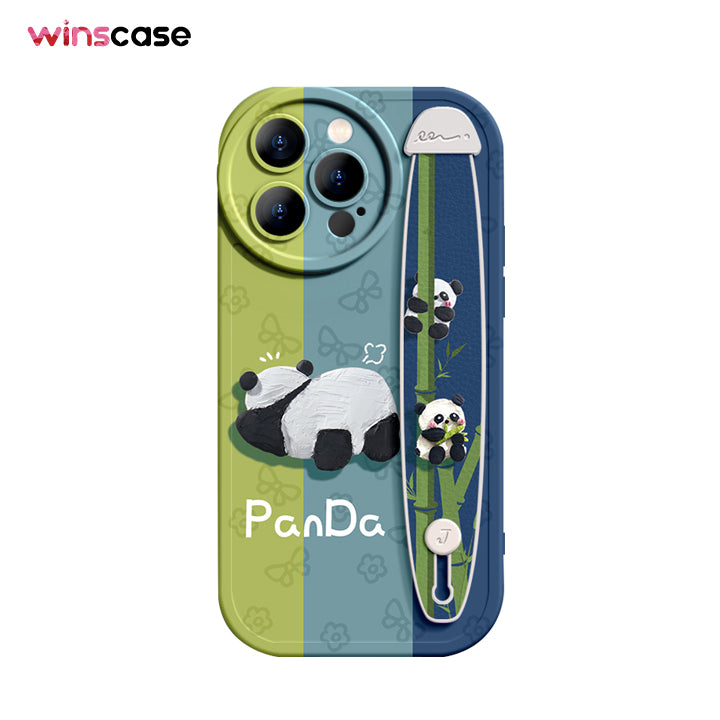 iPhone Series | “Oil Painting Panda”  Liquid Silicone Wristband Phone Case