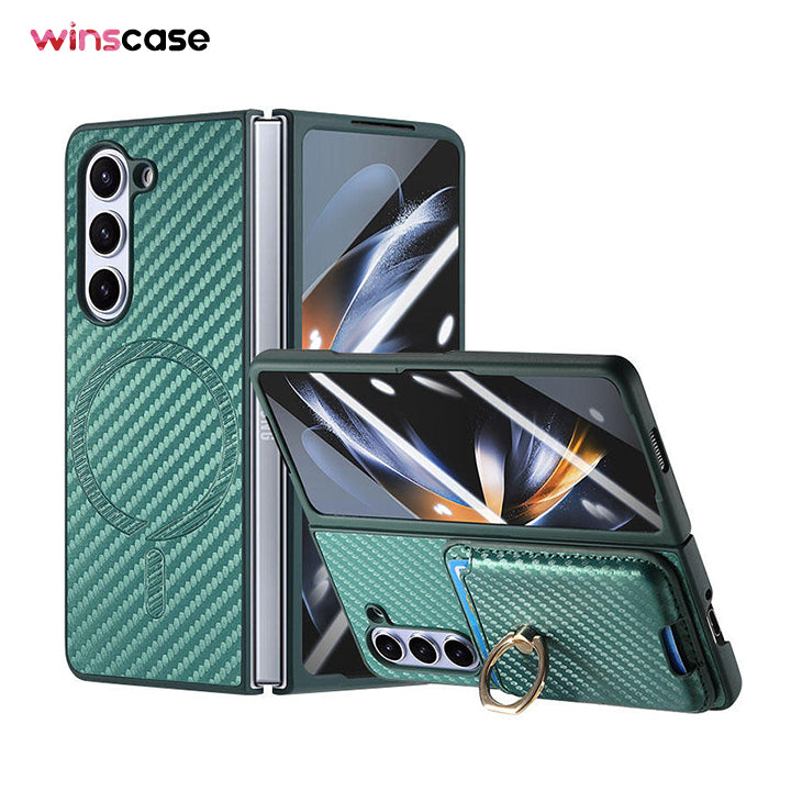 Samsung Galaxy Z Fold Series | Magnetic Card Holder Carbon Fiber Mobile Phone Case