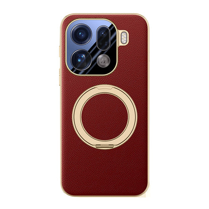 Rotating Ring Leather Case with MagSafe