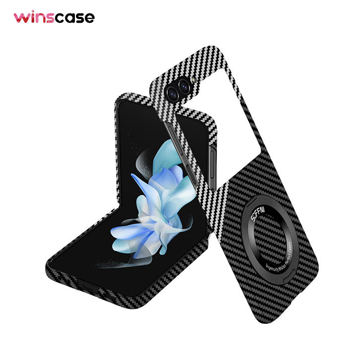 Samsung Galaxy Z Flip Series | Rotating Magnetic Ring Carbon Fiber Mobile Phone Case