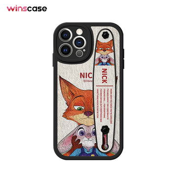 Serie de iPhone | Funda para teléfono con soporte para pulsera de piel de cordero Zootopia