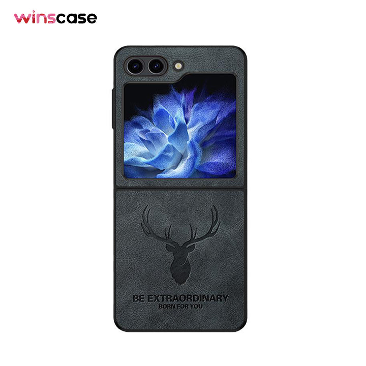 Samsung Galaxy Z Flip Series | Elk Engraved Mobile Phone Leather Case