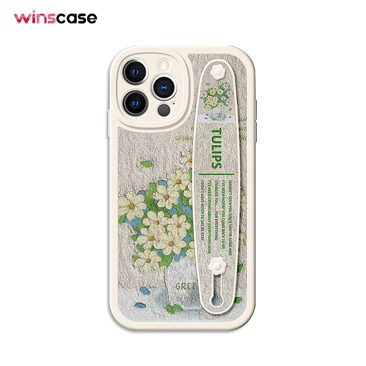 Serie de iPhone | Caja del teléfono del tenedor de la pulsera de las flores de la pintura al óleo