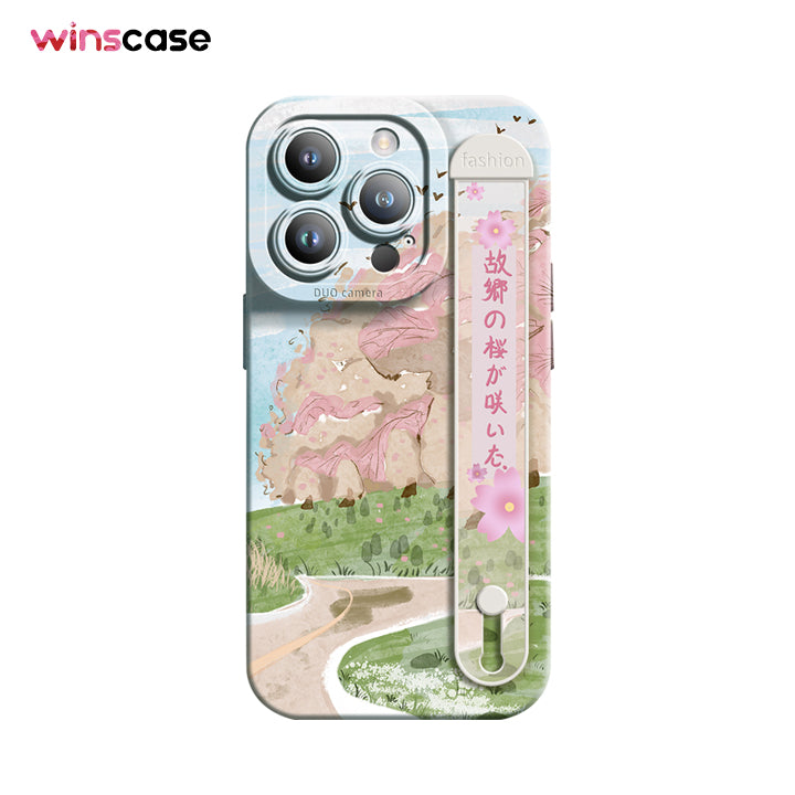 iPhone Series | Cherry Blossoms Liquid Silicone Wristband Case