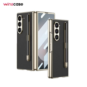 Samsung Galaxy Z Fold6 | Electroplated Leather Phone Case with Pen Slot