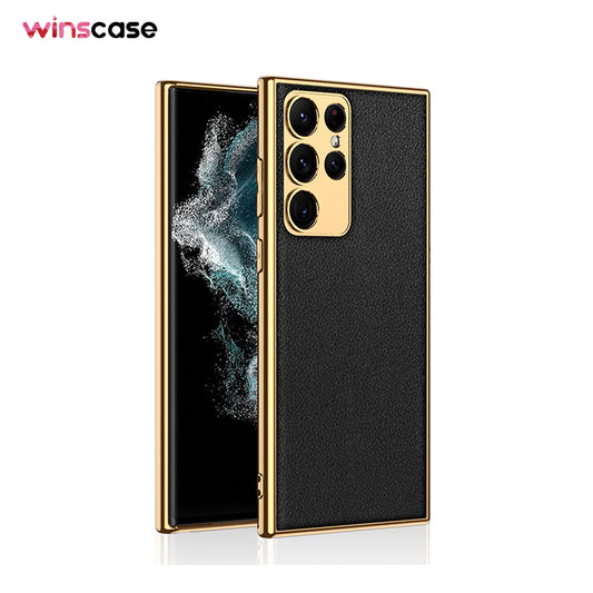 Samsung Series | Electroplated Gold Edge Leather Case