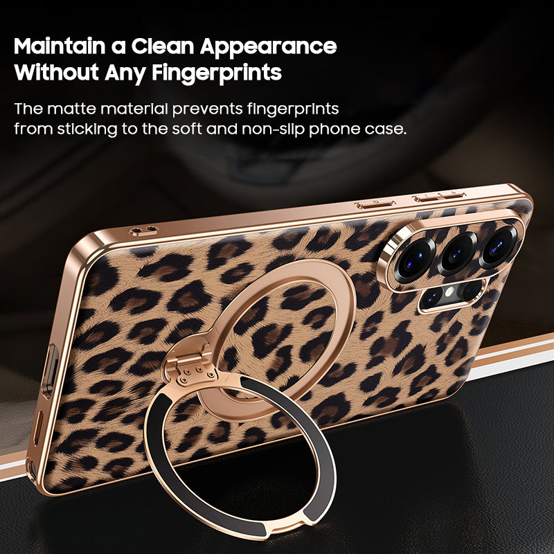 Leopard Print Electroplated Case with MagSafe
