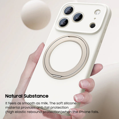 Rotating Bracket Liquid Silicone Case with MagSafe