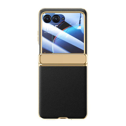 Electroplated Gold-Rimmed Folding Leather Case