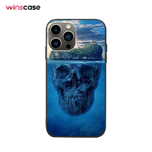 Halloween Series | iPhone Liquid Silicone Painted Soft Case - Blue Skull